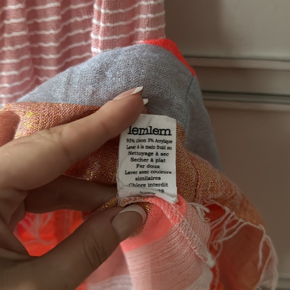 Lemlem Off-the-shoulder Striped Pink White Orange Blue Mini Dress XS - Picture 4 of 6